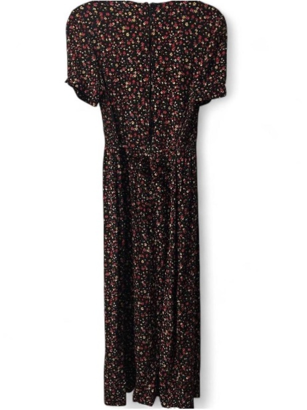 Vintage Black Ditsy Floral Dress Cottagecore Prairie Y2K Maxi Dress - Picture 5 of 8